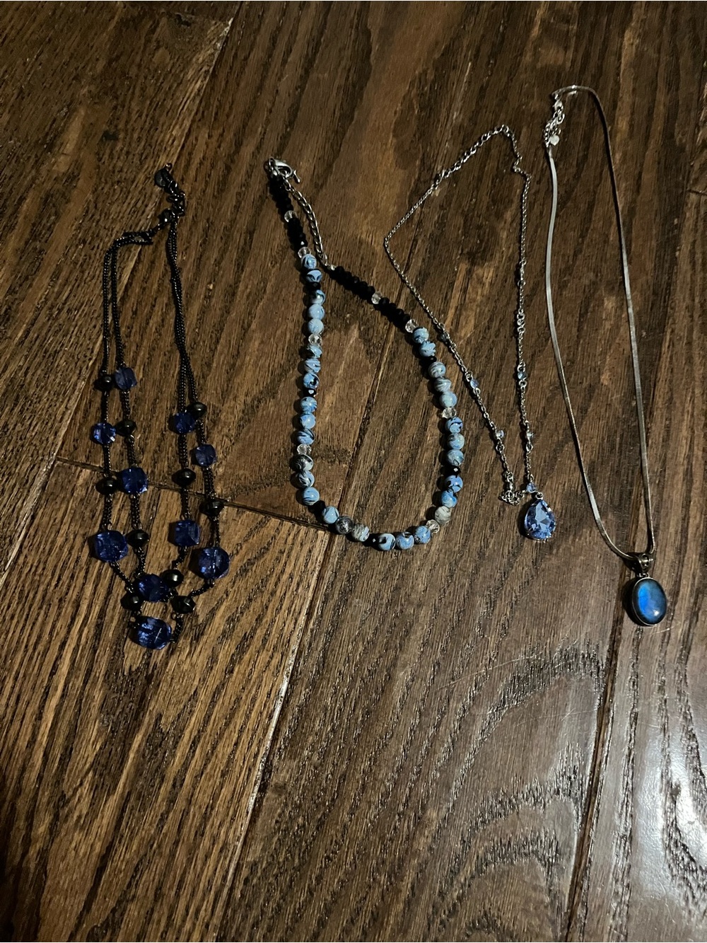 Blue Beaded and Pendant Women's Necklace Bundle